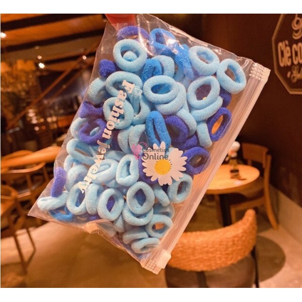 Elastice pentru codite Cod EL42AA, set 100 bucati Blue mixt